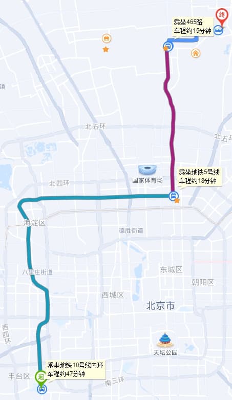 地铁10号线-5号线-465路